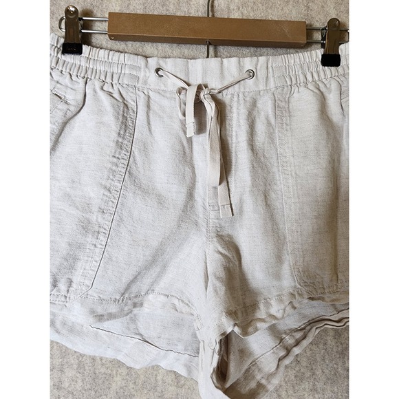 GAP Tan Linen- Cotton Blend Beachy Lightweight Pull On Drawstring Shorts SZ M - Picture 3 of 7